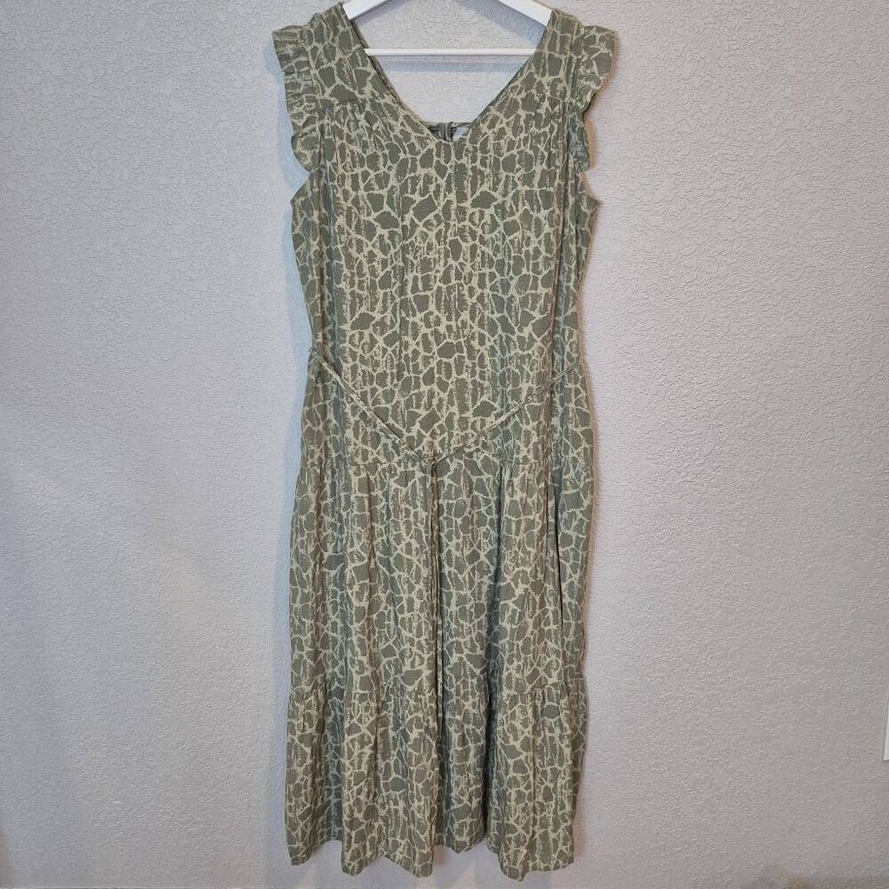 Simply Vera Wang Green Midi Dress Tiered Size M